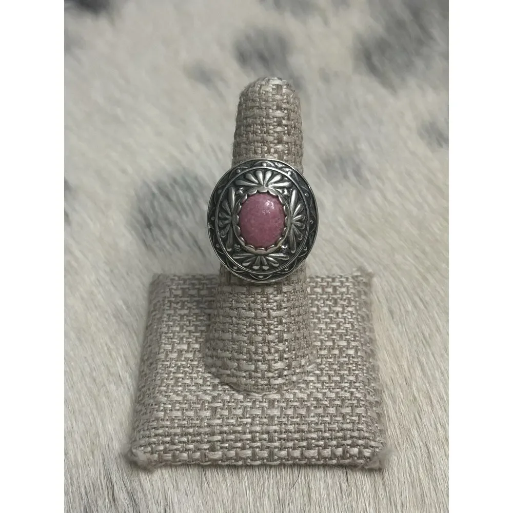 Carolyn Pollack Relios Sterling Silver Pink Rhodochrosite Concho Dome Ring 7